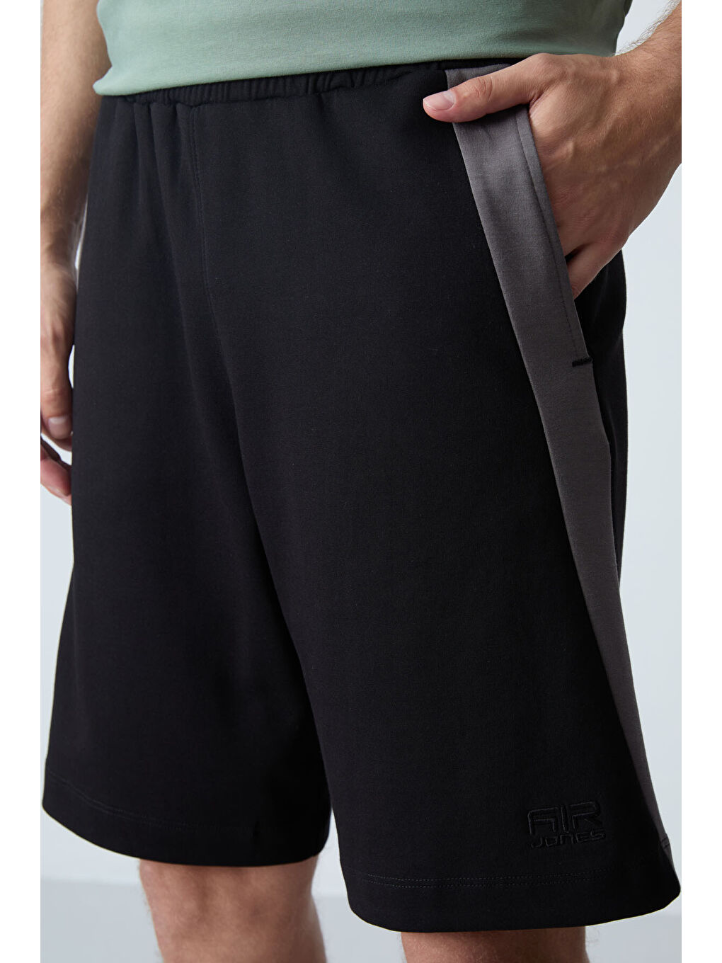 Siyah Pamuklu Kalın Yumuşak Dokulu Standart  Fit Basic Erkek Şort  - 81280-2