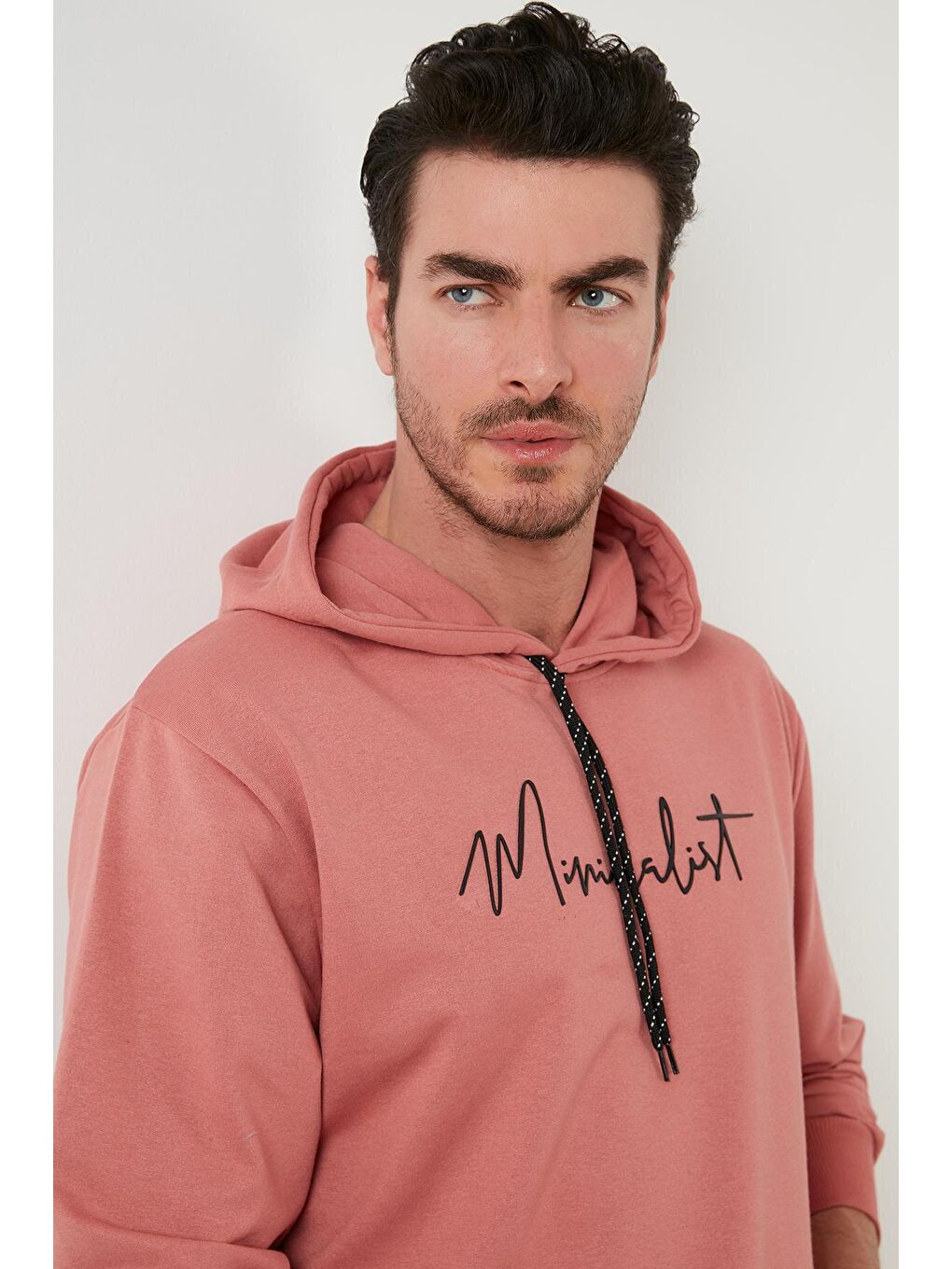 Buratti Pembe Slim Fit Baskılı Kapüşonlu Kanguru Cepli Pamuklu Sweat 5414019