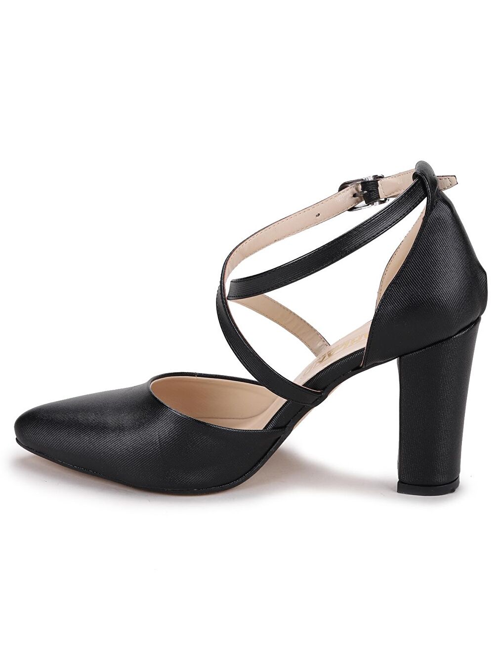 Siyah Parlak Kemerli 8 Cm Topuklu Kadın Ayakkabı 13600-1110-4