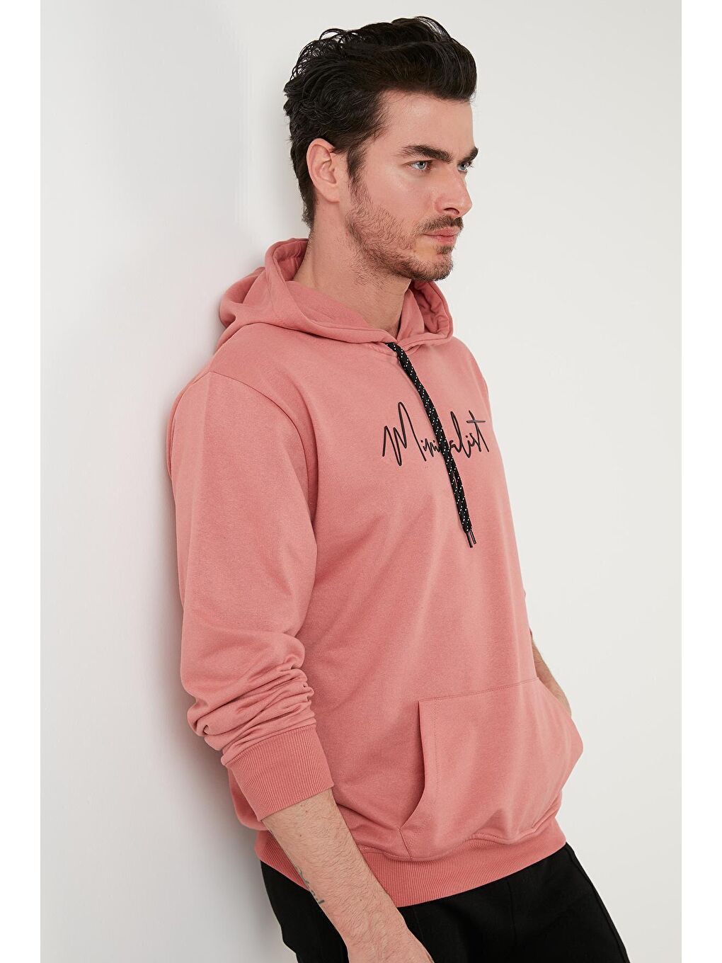 Buratti Pembe Slim Fit Baskılı Kapüşonlu Kanguru Cepli Pamuklu Sweat 5414019 - 2