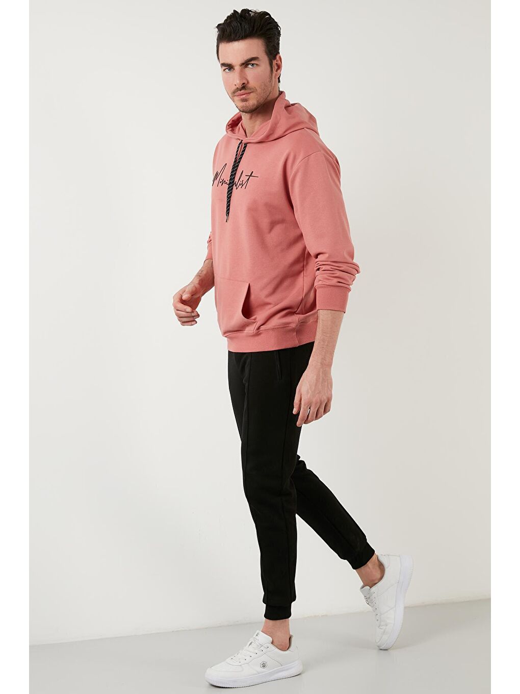 Buratti Pembe Slim Fit Baskılı Kapüşonlu Kanguru Cepli Pamuklu Sweat 5414019 - 3