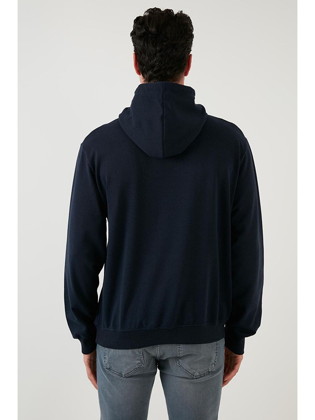 Lacivert Buratti Slim Fit Baskılı Kapüşonlu Kanguru Cepli Pamuklu Sweat Erkek SWEAT 5414019-4