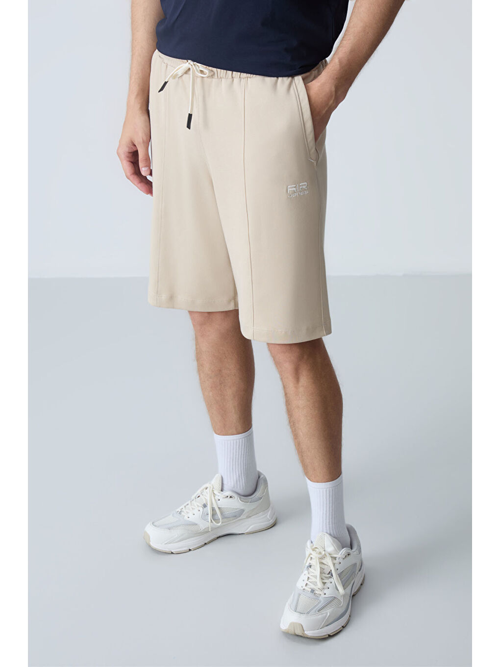 Bej Pamuklu Kalın Yumuşak Dokulu Standart  Fit Basic Erkek Şort  - 81277-3