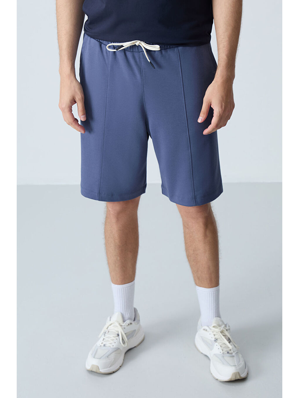 Petrol Pamuklu Kalın Yumuşak Dokulu Standart  Fit Basic Erkek Şort  - 81277-3