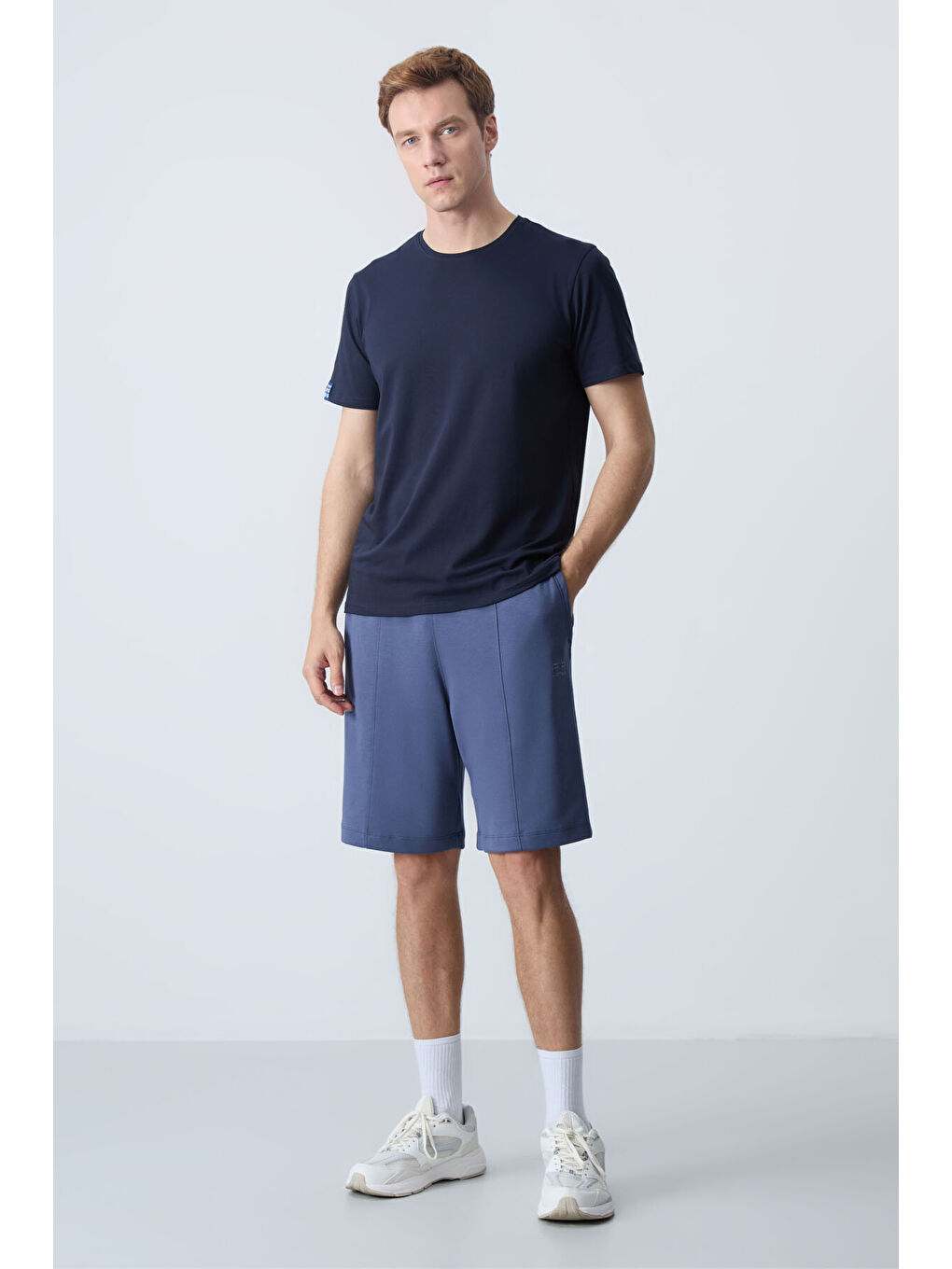 Petrol Pamuklu Kalın Yumuşak Dokulu Standart  Fit Basic Erkek Şort  - 81277-4