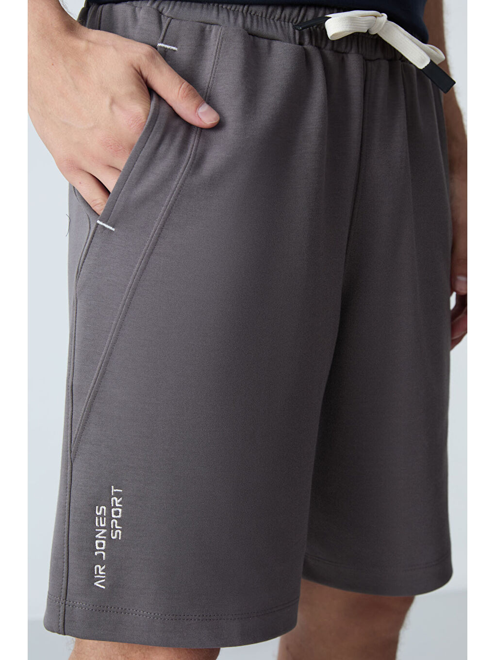 Gri Koyu gri Pamuklu Kalın Yumuşak Dokulu Standart Fit Basic Erkek Şort  - 81278-2