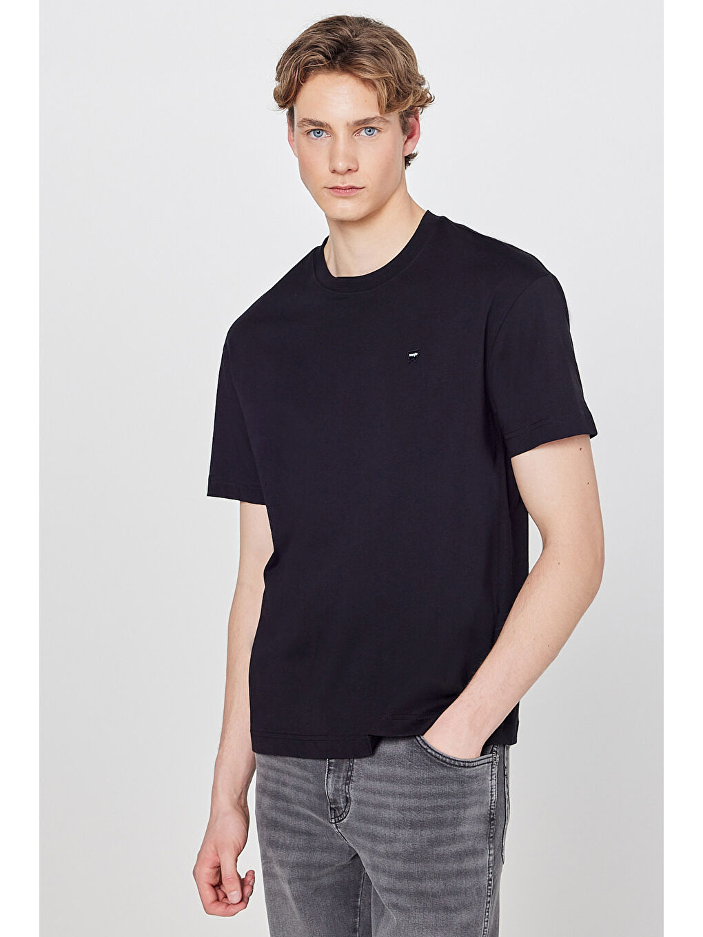 Regular Fit Bisiklet Yaka %100 Pamuk Siyah Tişört
