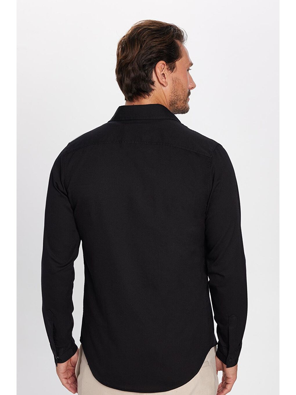 TUDORS Slim Fit Uzun Kollu Gündelik Denim Jean Erkek Siyah Gömlek - 4