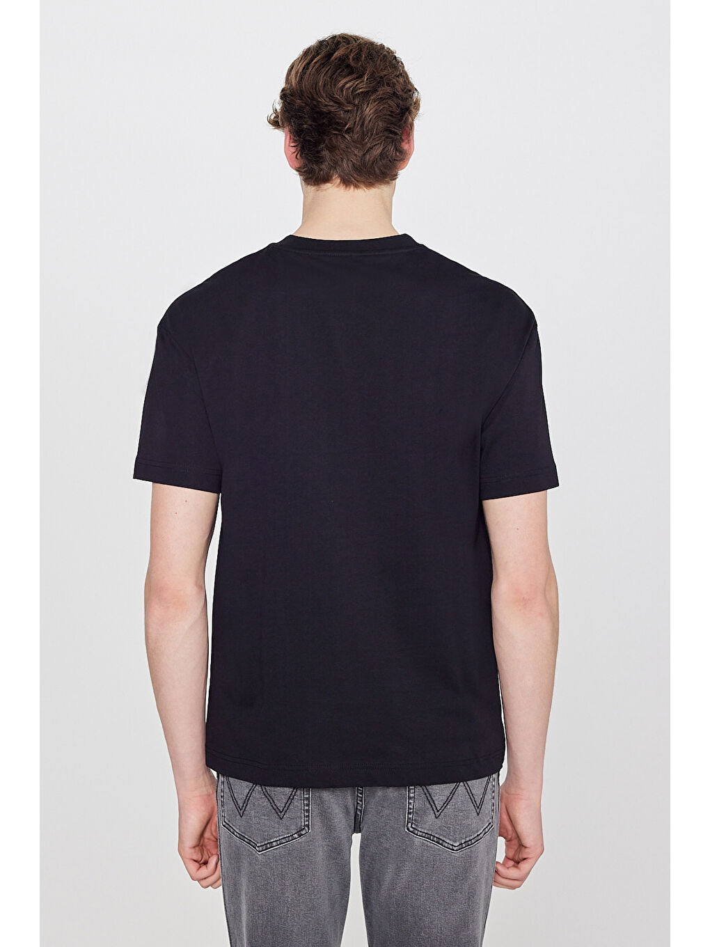 Regular Fit Bisiklet Yaka %100 Pamuk Siyah Tişört-4