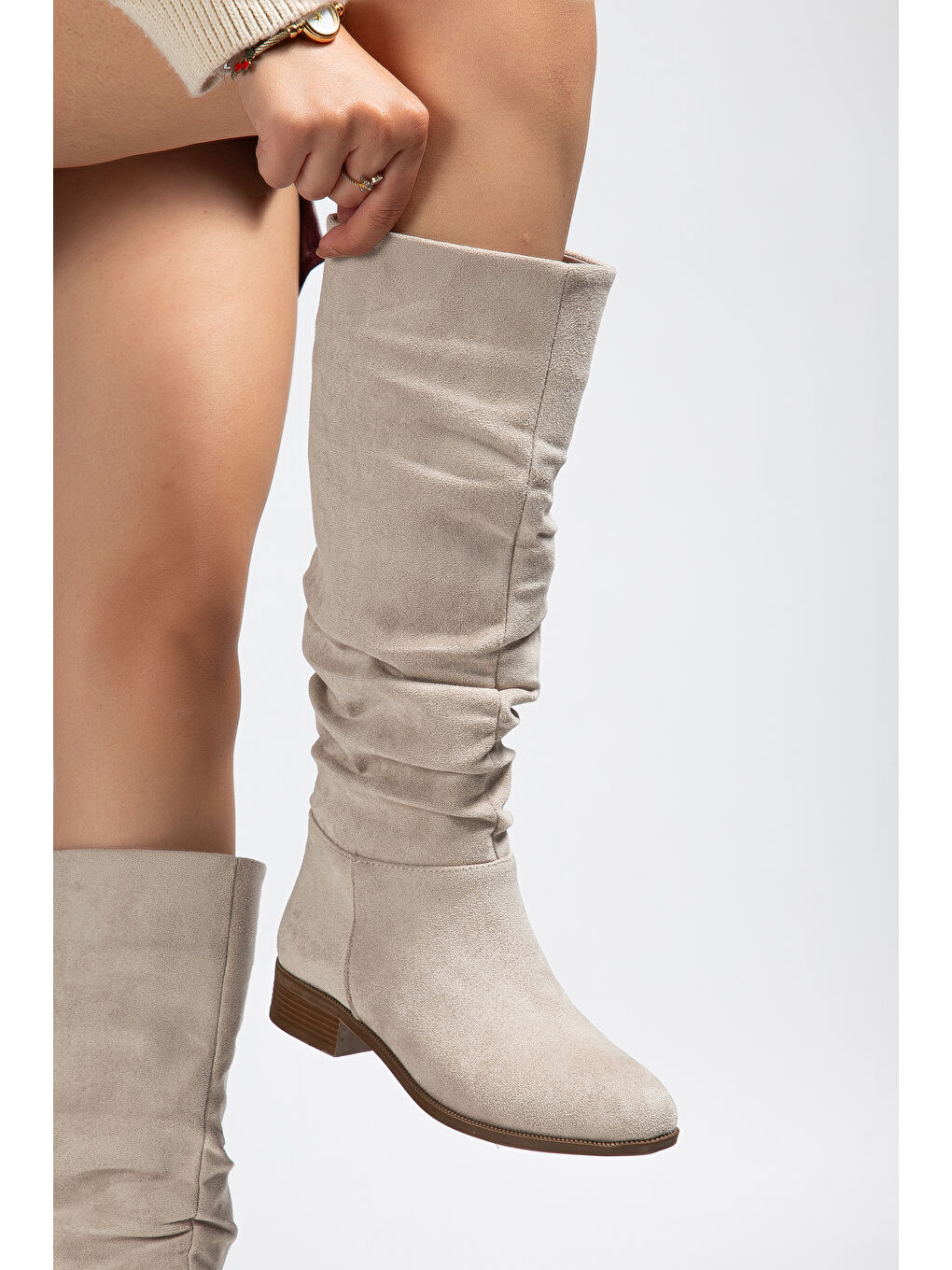 Bej Lusso Kadın Soğuk Geçirmez Kışlık Çizme-3