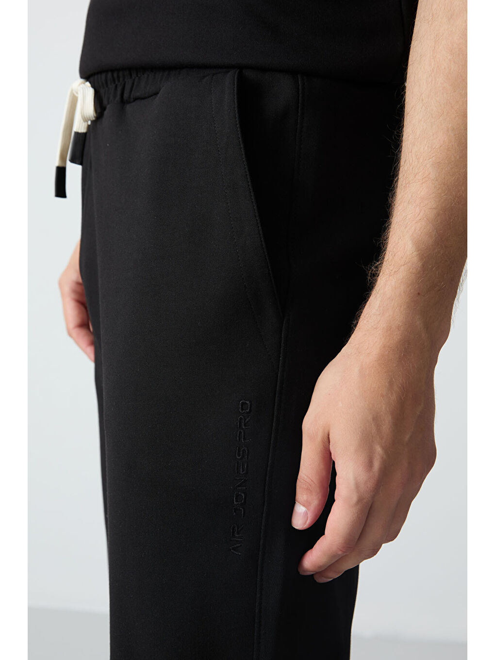 Siyah Pamuklu Kalın Yumuşak Dokulu Oversize Fit Basic Erkek Eşofman Takım - 85261-4