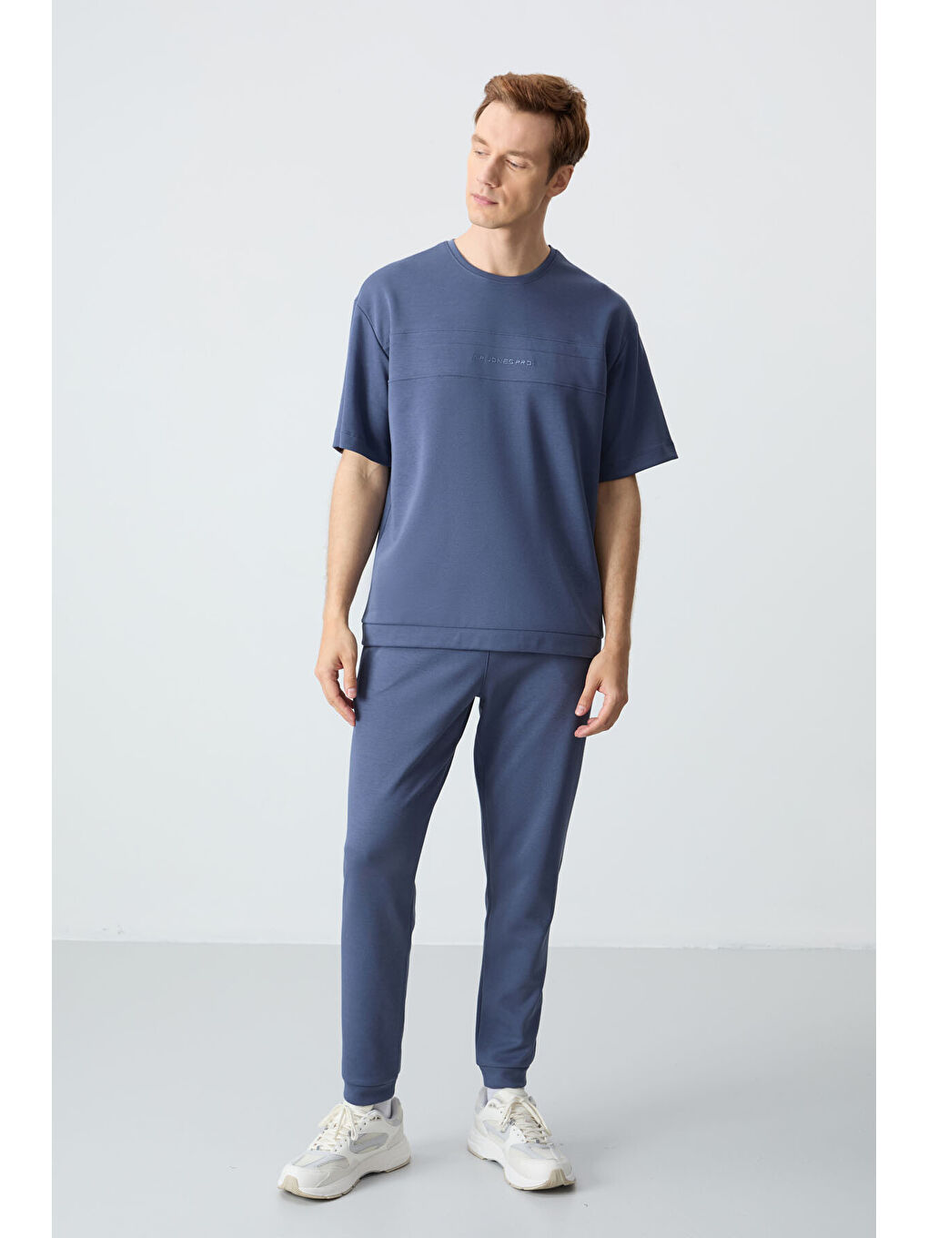 Petrol Pamuklu Kalın Yumuşak Dokulu Oversize Fit Basic Erkek Eşofman Takım - 85261