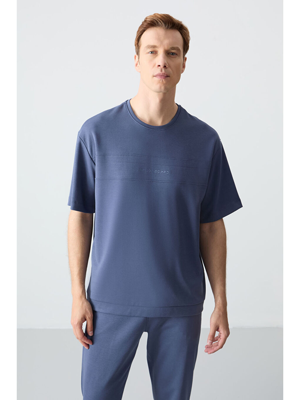 Petrol Pamuklu Kalın Yumuşak Dokulu Oversize Fit Basic Erkek Eşofman Takım - 85261-1