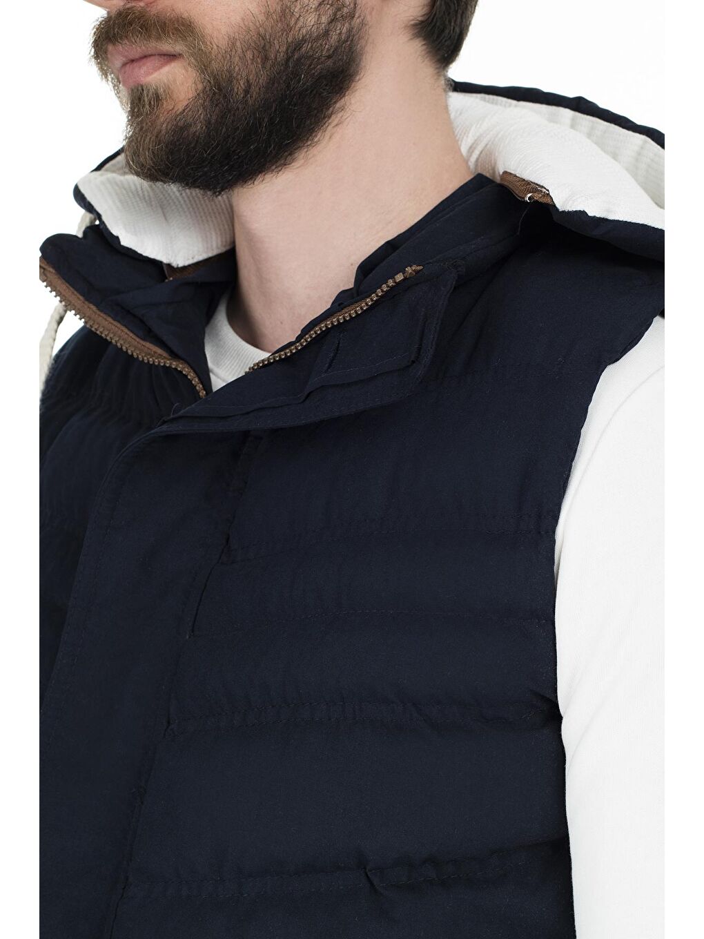 Lacivert Kapüşonlu Slim Fit Erkek Yelek 556B5618-6