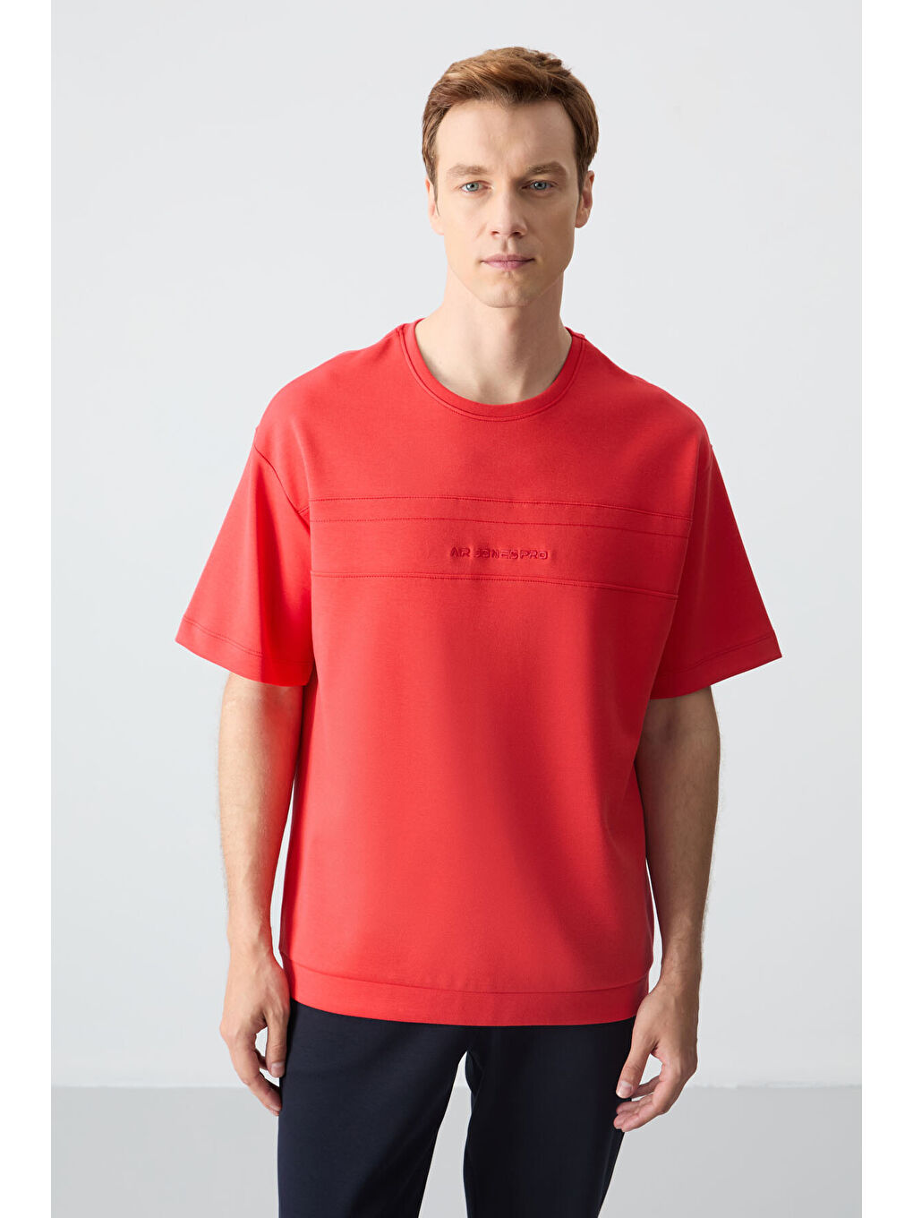 Kırmızı Fiesta Lacivert Pamuklu Kalın Yumuşak Dokulu Oversize Fit Basic Erkek Eşofman Takım - 85261-4