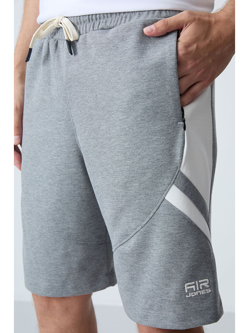 Gri Melanj Pamuklu Kalın Yumuşak Dokulu Standart Fit Basic Erkek Şort  - 81281-2