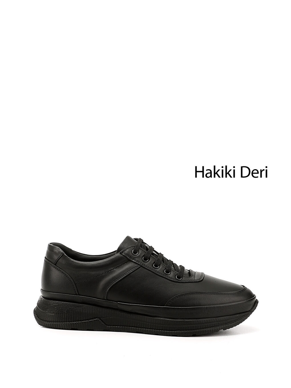 Siyah Erkek KOYU SİYAH Bağcıklı Hakiki Deri Comfort Sneaker