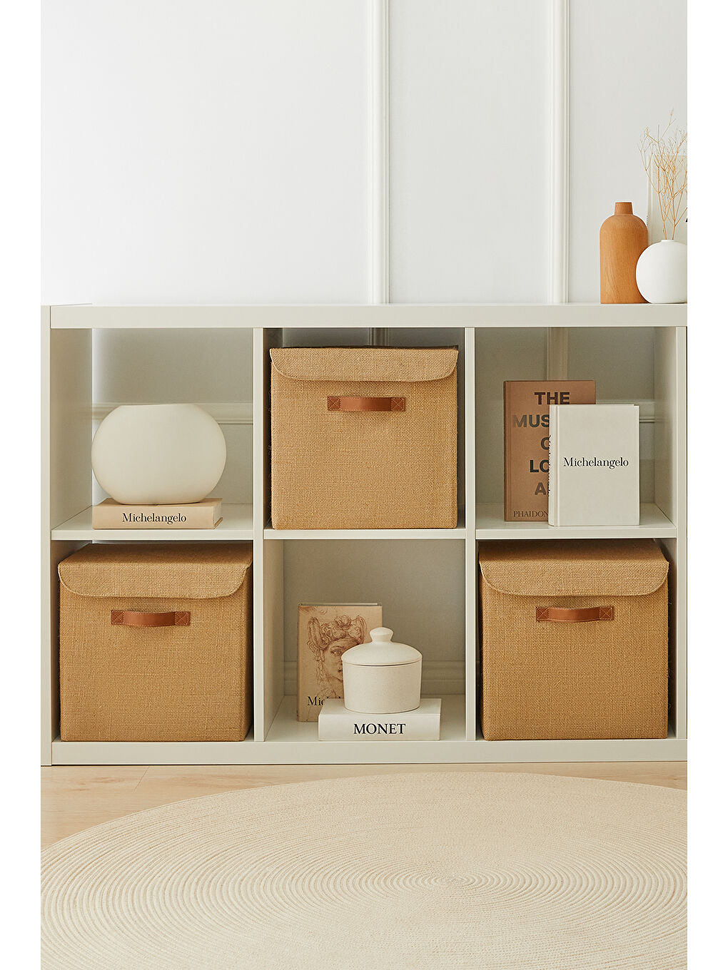 Bej Jüt Kapaklı Kutu 30 x 30 x 30 cm-2