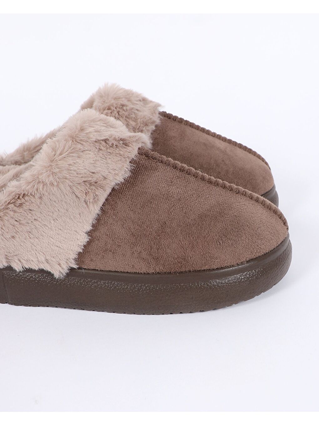 Bej Kadın Kürklü Ev İçi Ayakkabı - FUZZY-3