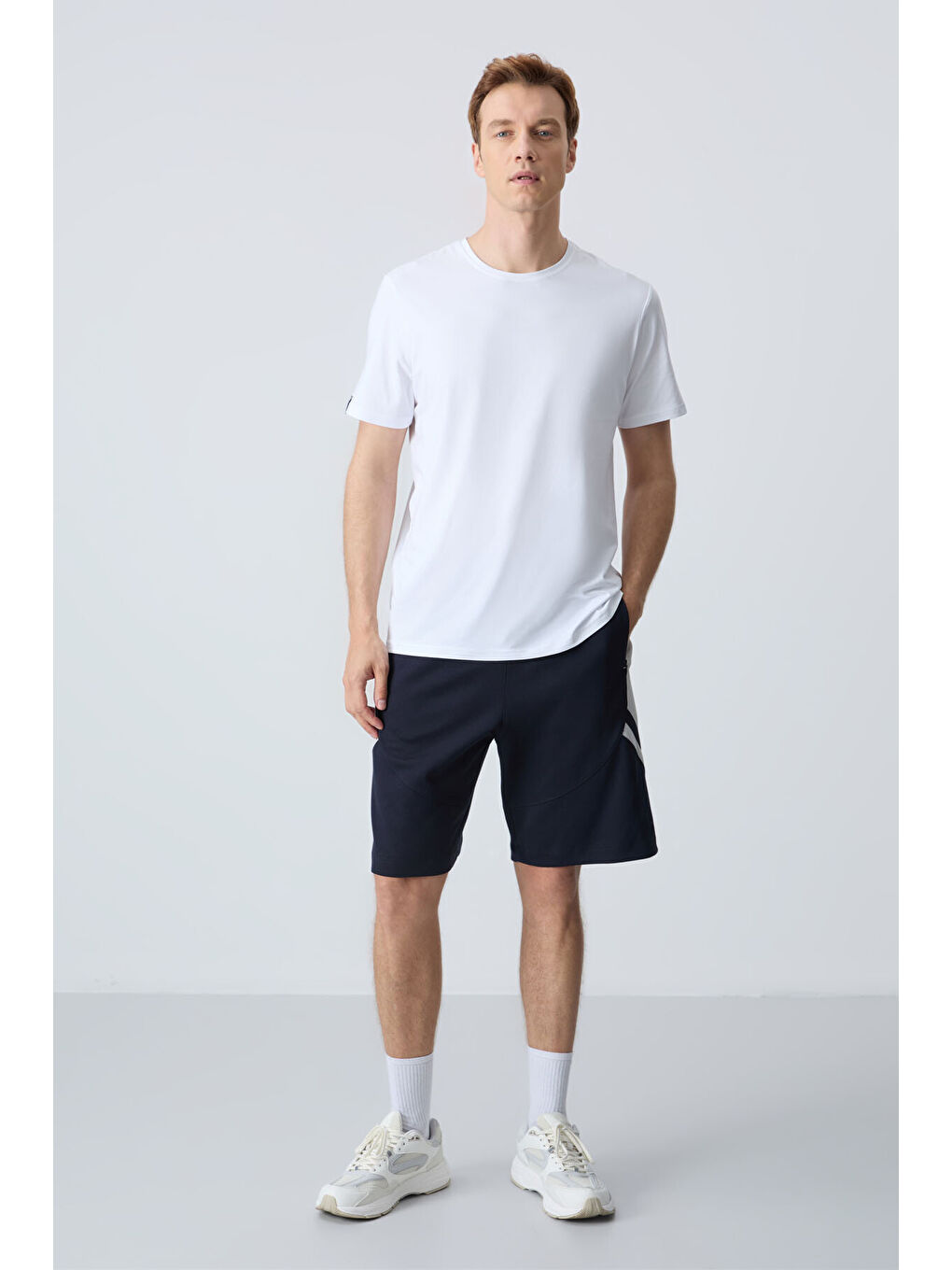 Lacivert Pamuklu Kalın Yumuşak Dokulu Standart Fit Basic Erkek Şort  - 81281