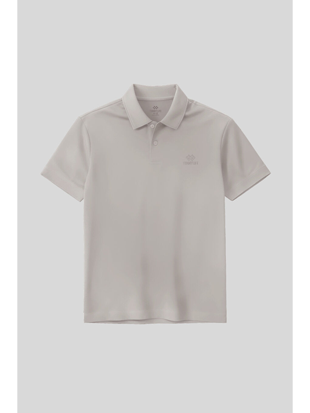 Bej Taş Basic Logolu Standart Kalıp Triko Polo Yaka Erkek Tişört - 87748