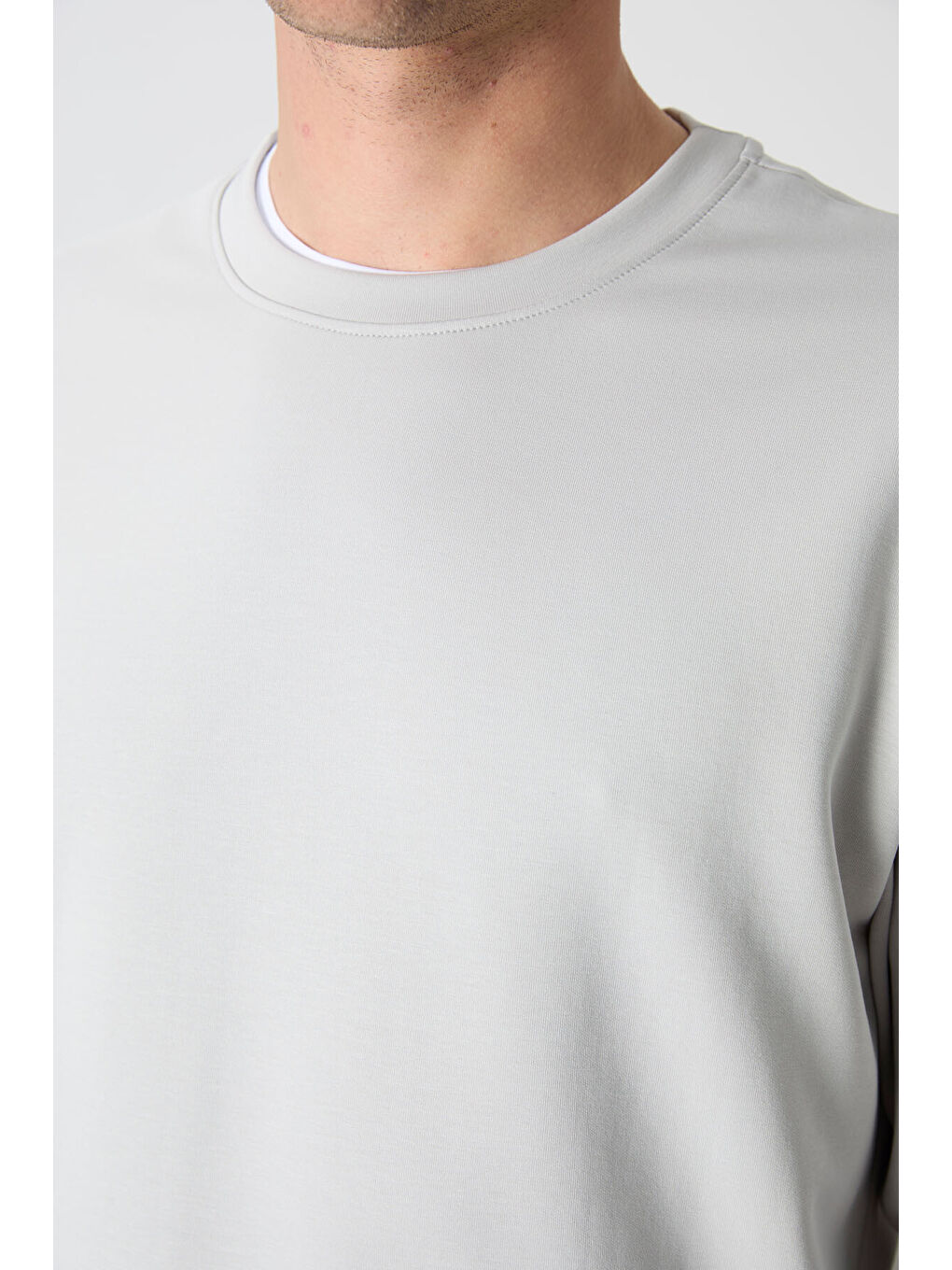 Bej Taş Basic O Yaka Rahat Form Erkek Sweatshirt - 88053-3