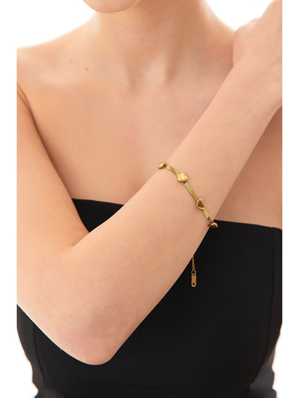 Sarı Taşlı Çiçekli İtalyan Zincir Çelik Bileklik-1