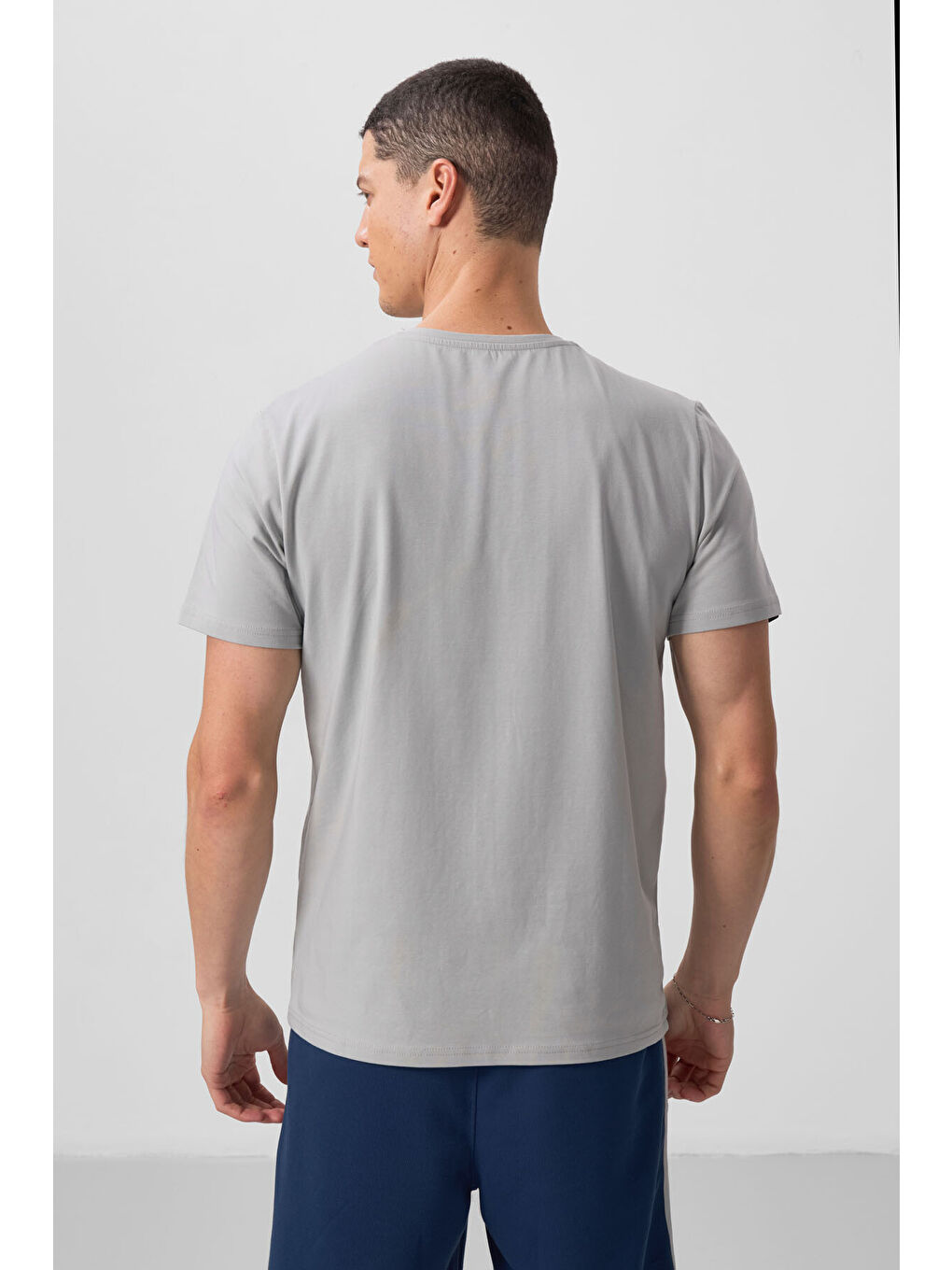 Bej Taş Erkek Basic Kısa Kol Standart Kalıp O Yaka Büyük Beden Tişört - 87911-4