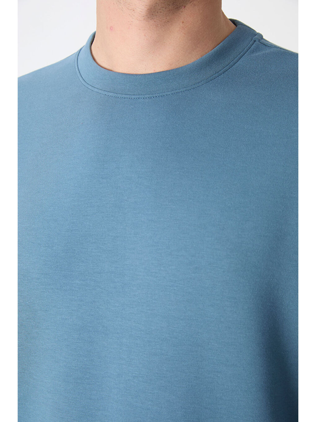 Orman Yeşili Basic Bisiklet Yaka Rahat Form Erkek Sweatshirt - 88053-2