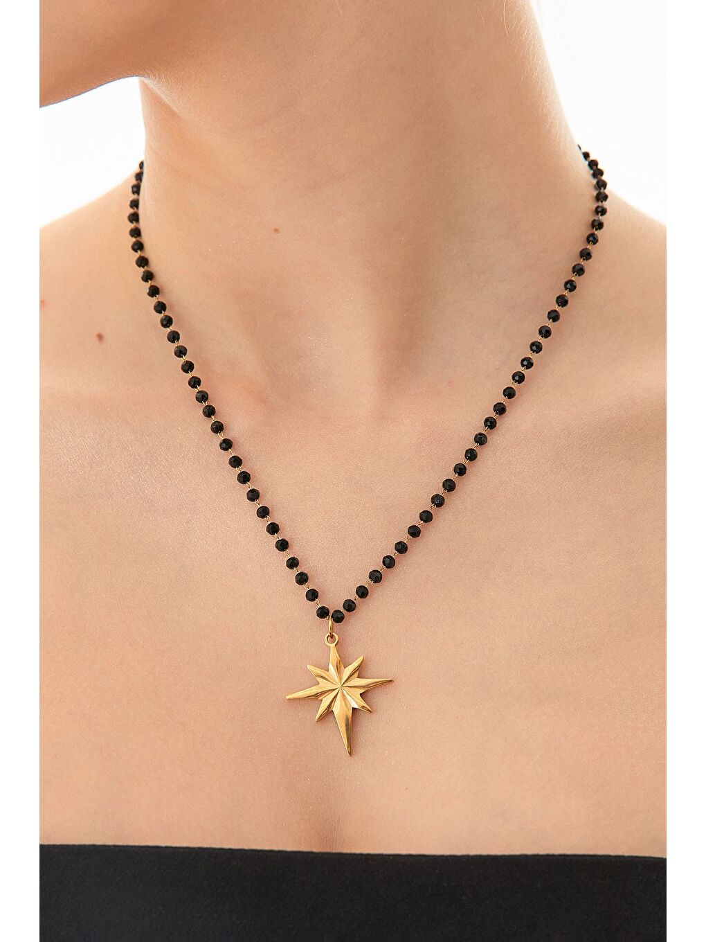 Sarı Kalpli Dorika Zincir Çelik Kolye-1