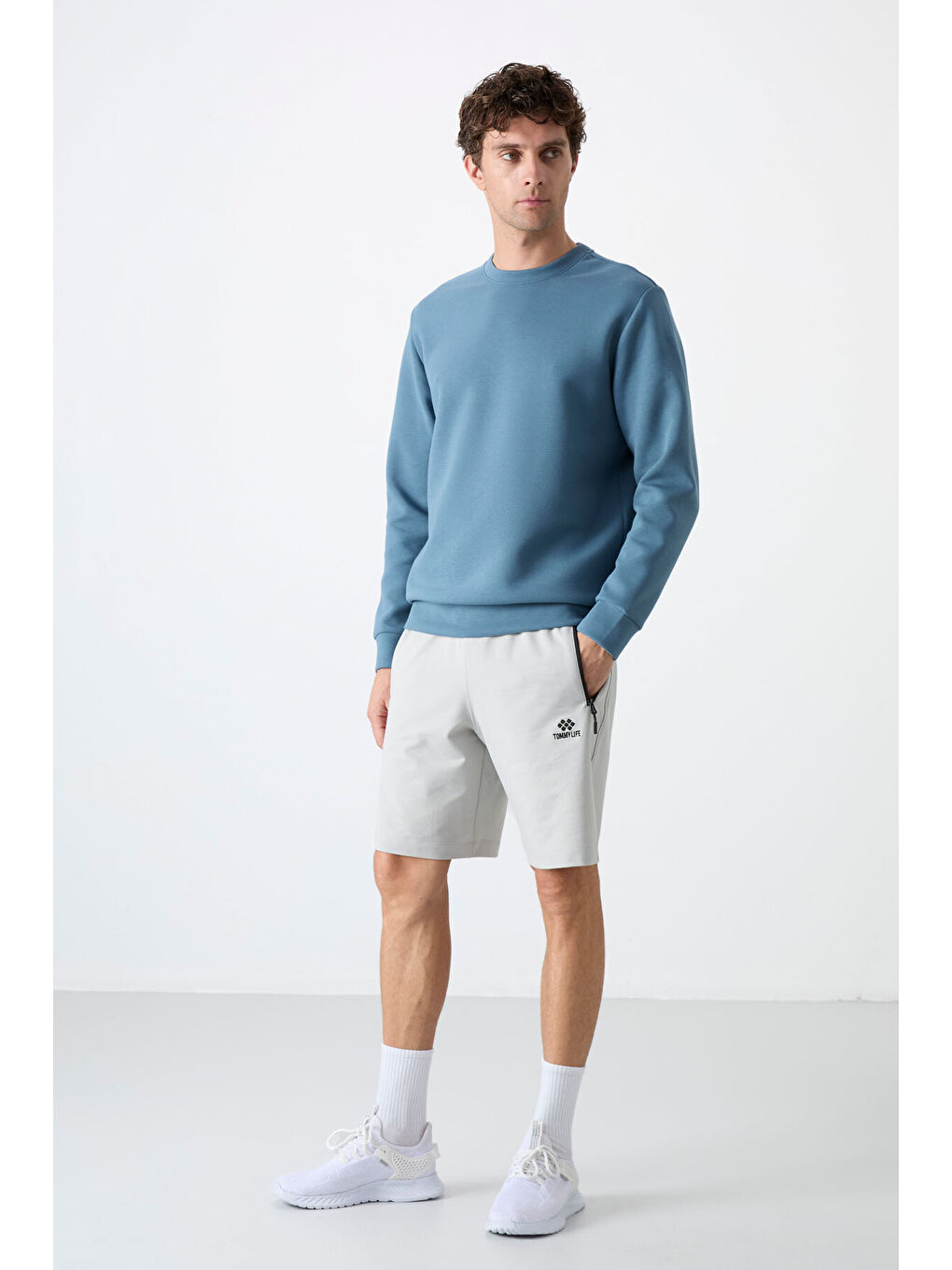 Orman Yeşili Basic Bisiklet Yaka Rahat Form Erkek Sweatshirt - 88053-3