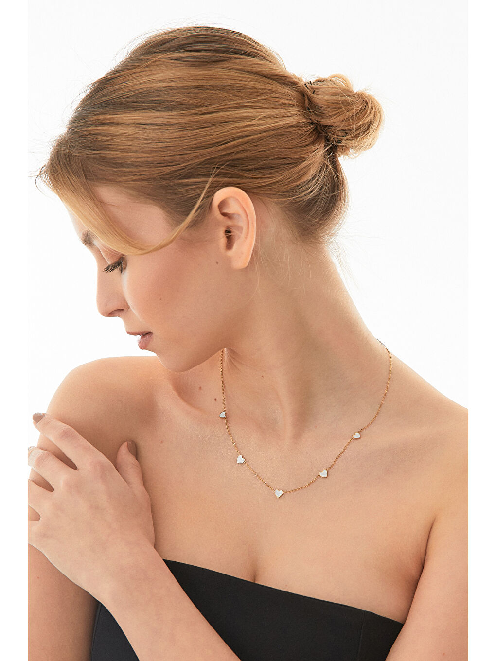 Beyaz Taşlı Açılabilir Yonca Çelik Kolye-3