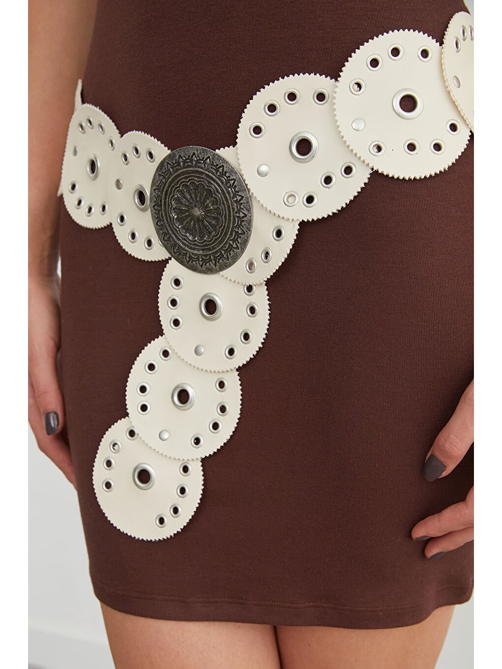 Bej Kuşgözü Detaylı Metal Tokalı Kemer-3