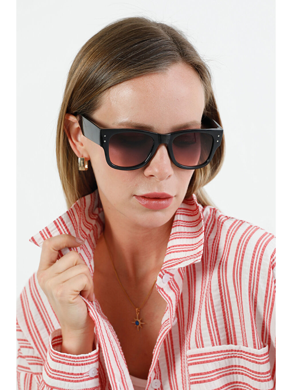 Pembe Parlak Çerçeveli Güneş Gözlüğü-2