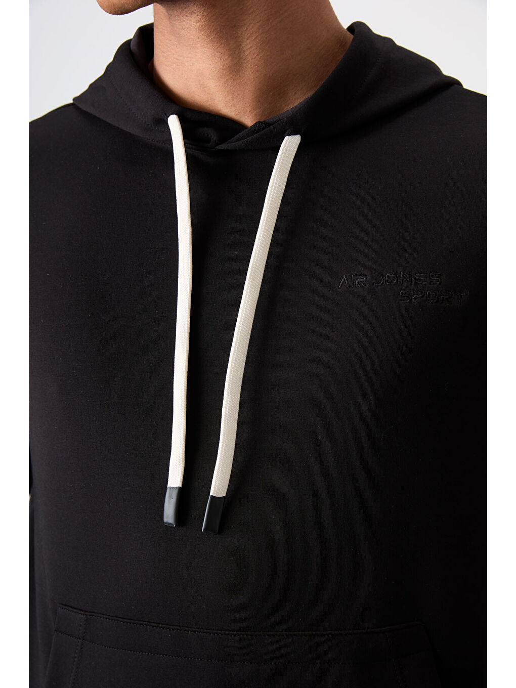 Siyah Pamuklu Kalın Yumuşak Dokulu Comfort Fit Nakışlı Erkek Eşofman Takım - 85255-3