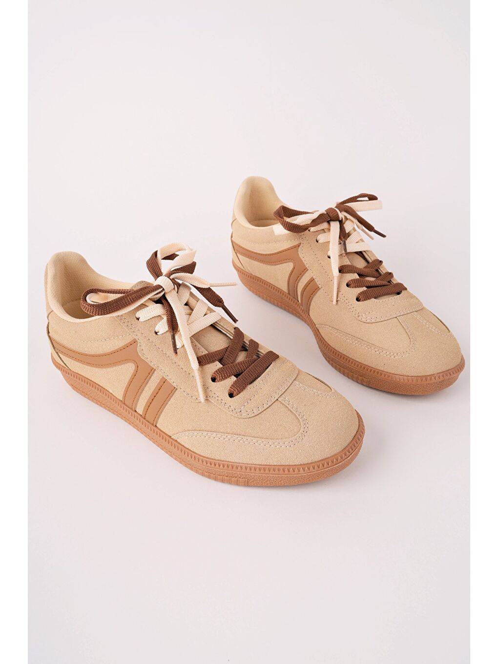 Bej HUXLEY Çift Bağcıklı Günlük Kadın Sneaker Spor Ayakkabı