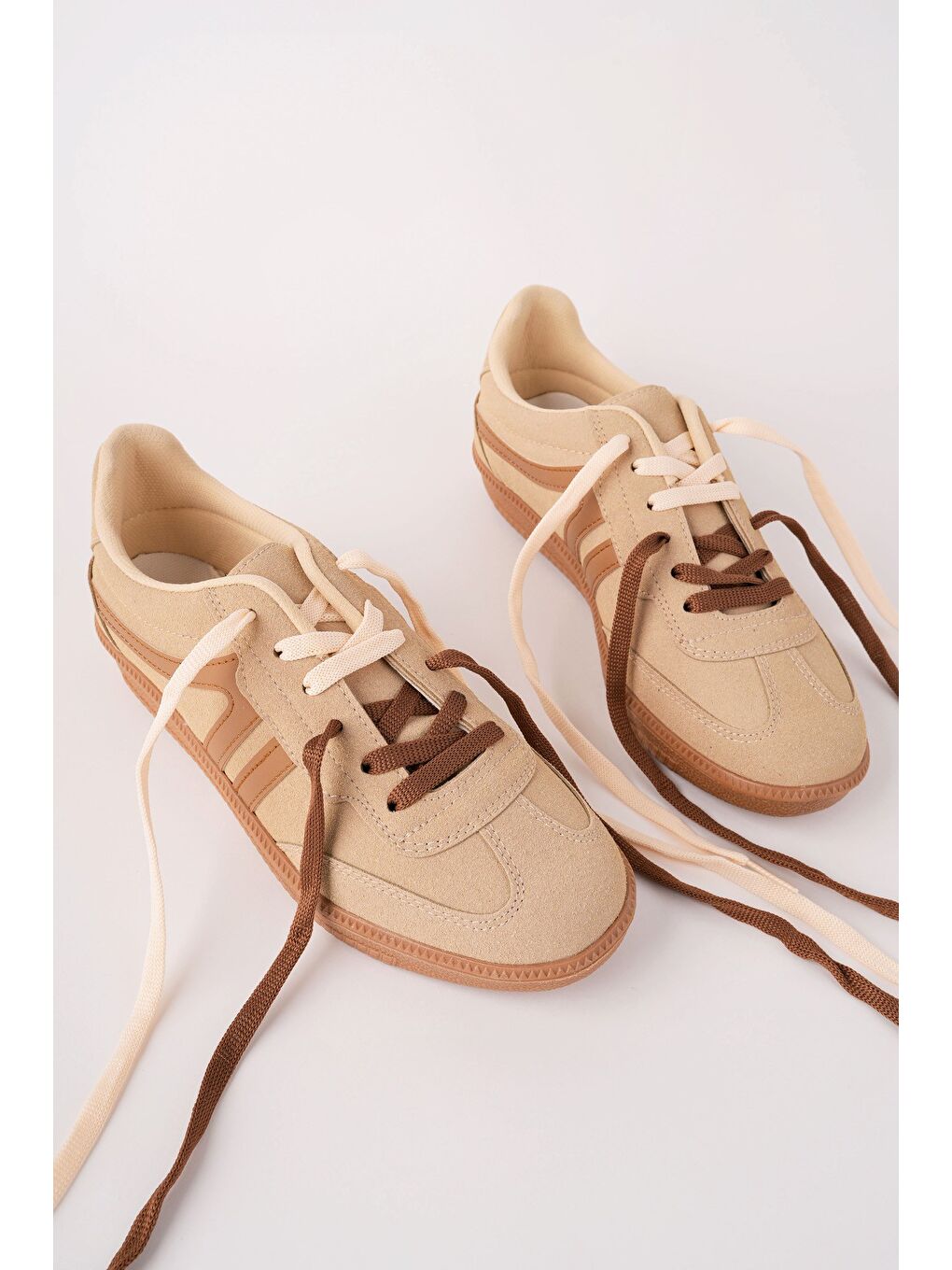 Bej HUXLEY Çift Bağcıklı Günlük Kadın Sneaker Spor Ayakkabı-1