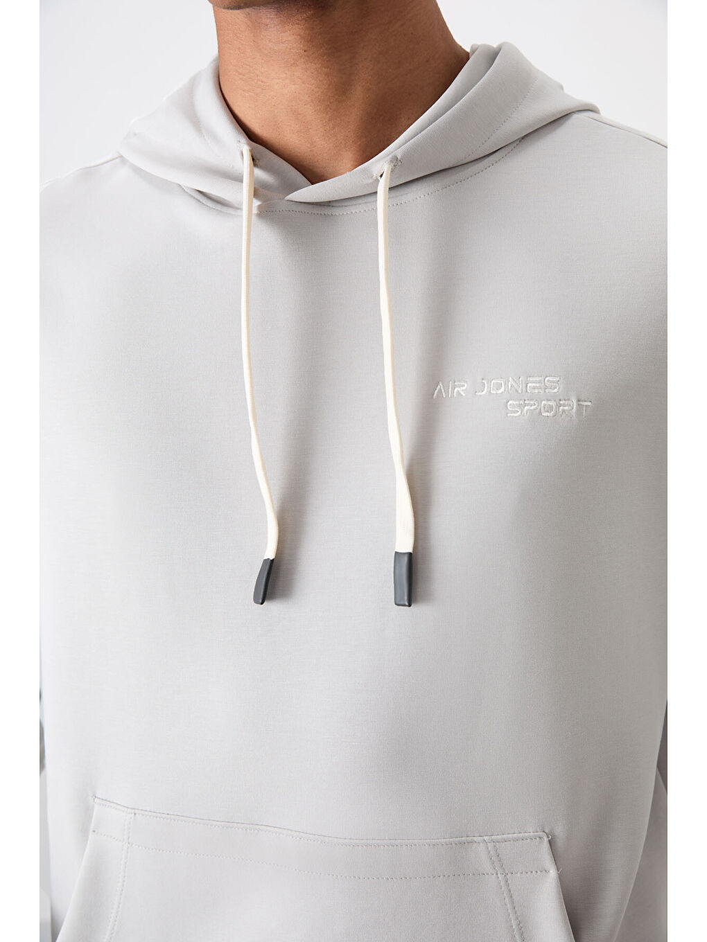 Bej Pamuklu Kalın Yumuşak Dokulu Comfort Fit Nakışlı Erkek Eşofman Takım - 85255-3