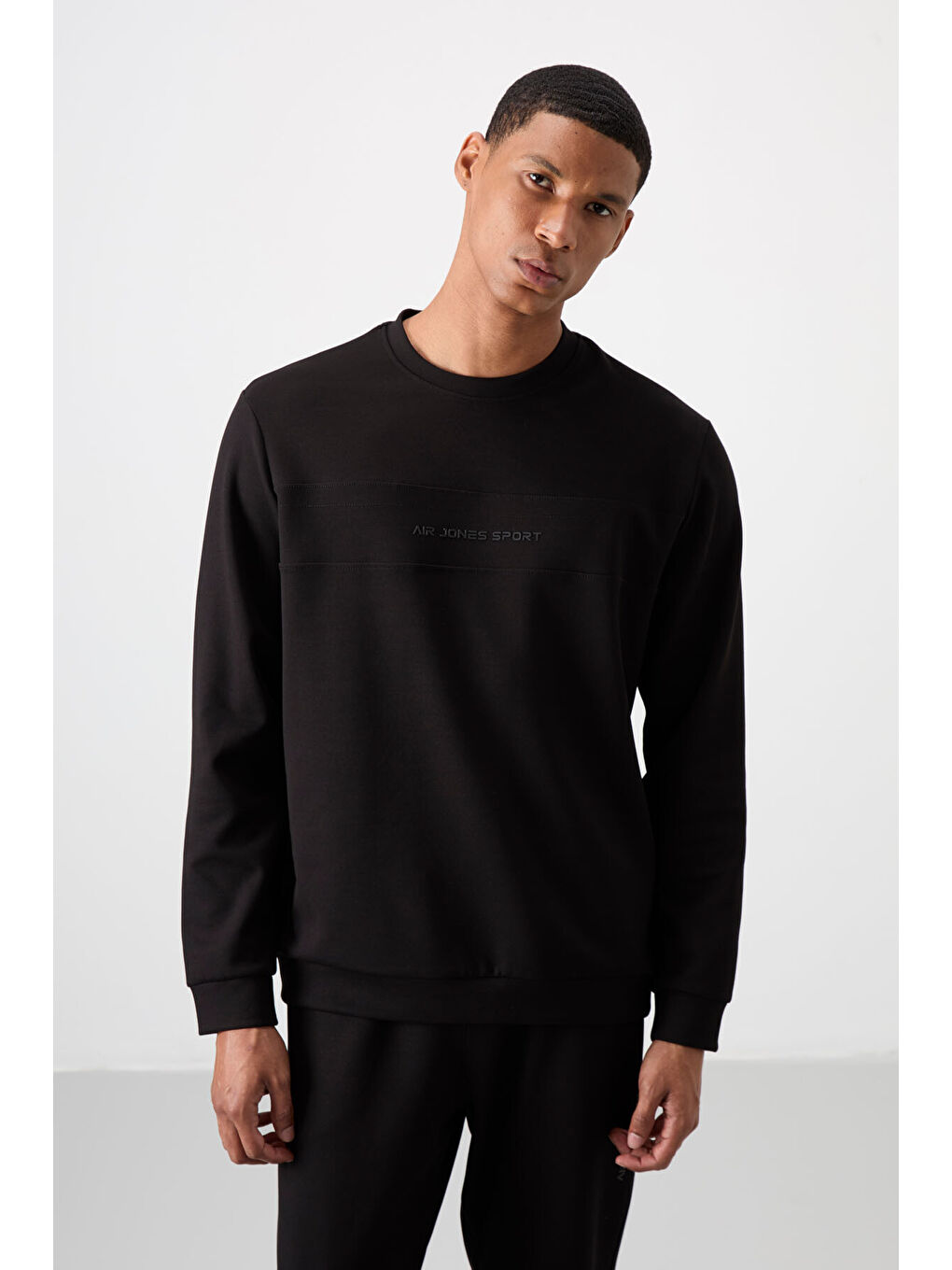 Siyah Pamuklu Kalın Yumuşak Dokulu Comfort Fit Baskılı Erkek Eşofman Takım - 85253-4