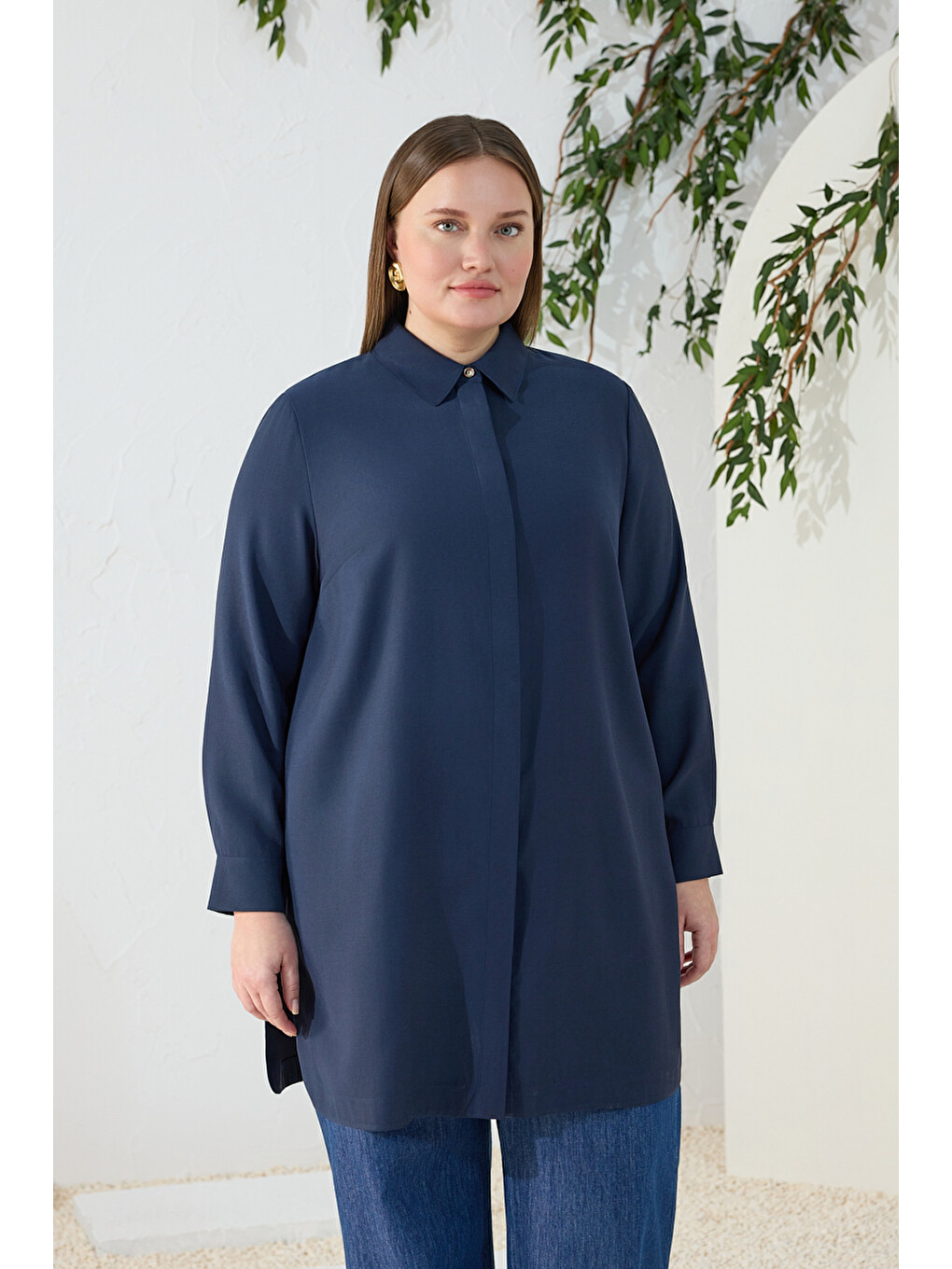 Lacivert Klasik Yaka Tunik-3