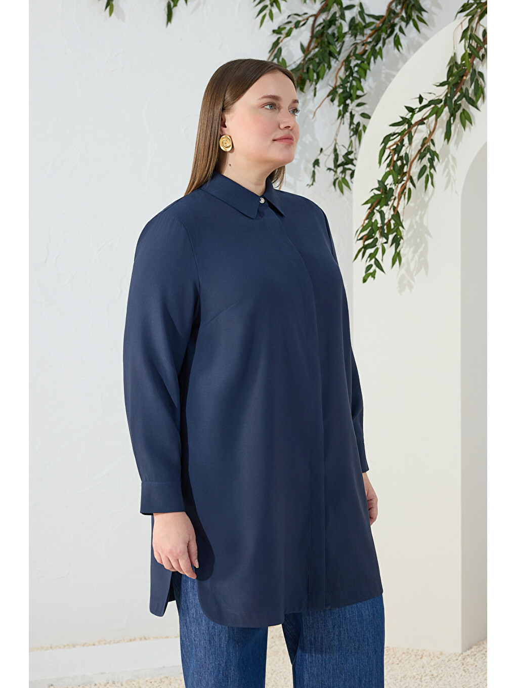 Lacivert Klasik Yaka Tunik-4