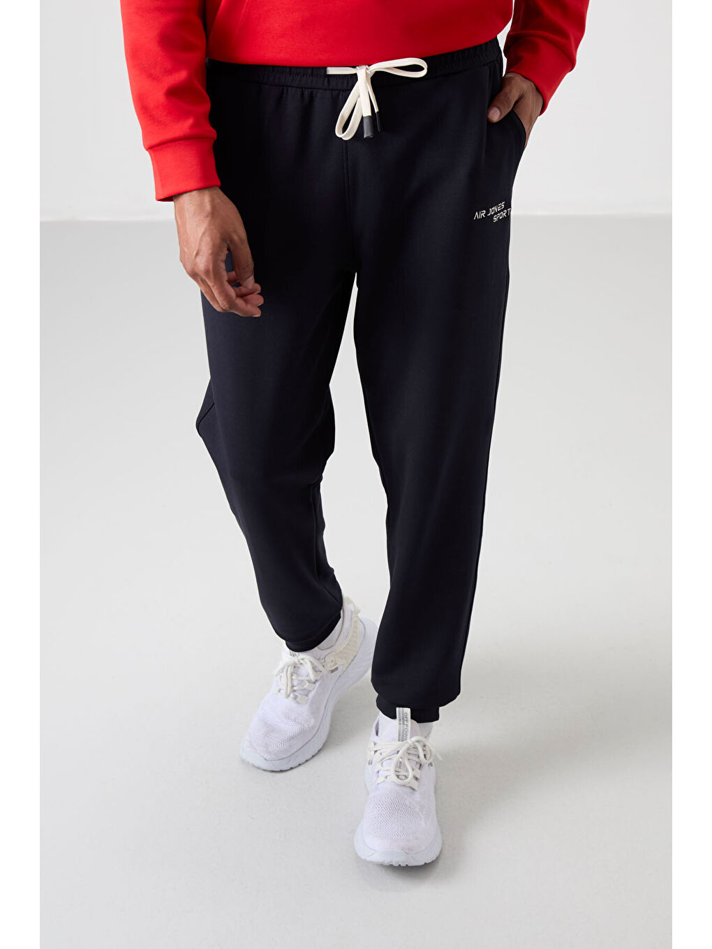 Kırmızı Pamuklu Kalın Yumuşak Dokulu Comfort Fit Nakışlı Erkek Eşofman Takım - 85255-3