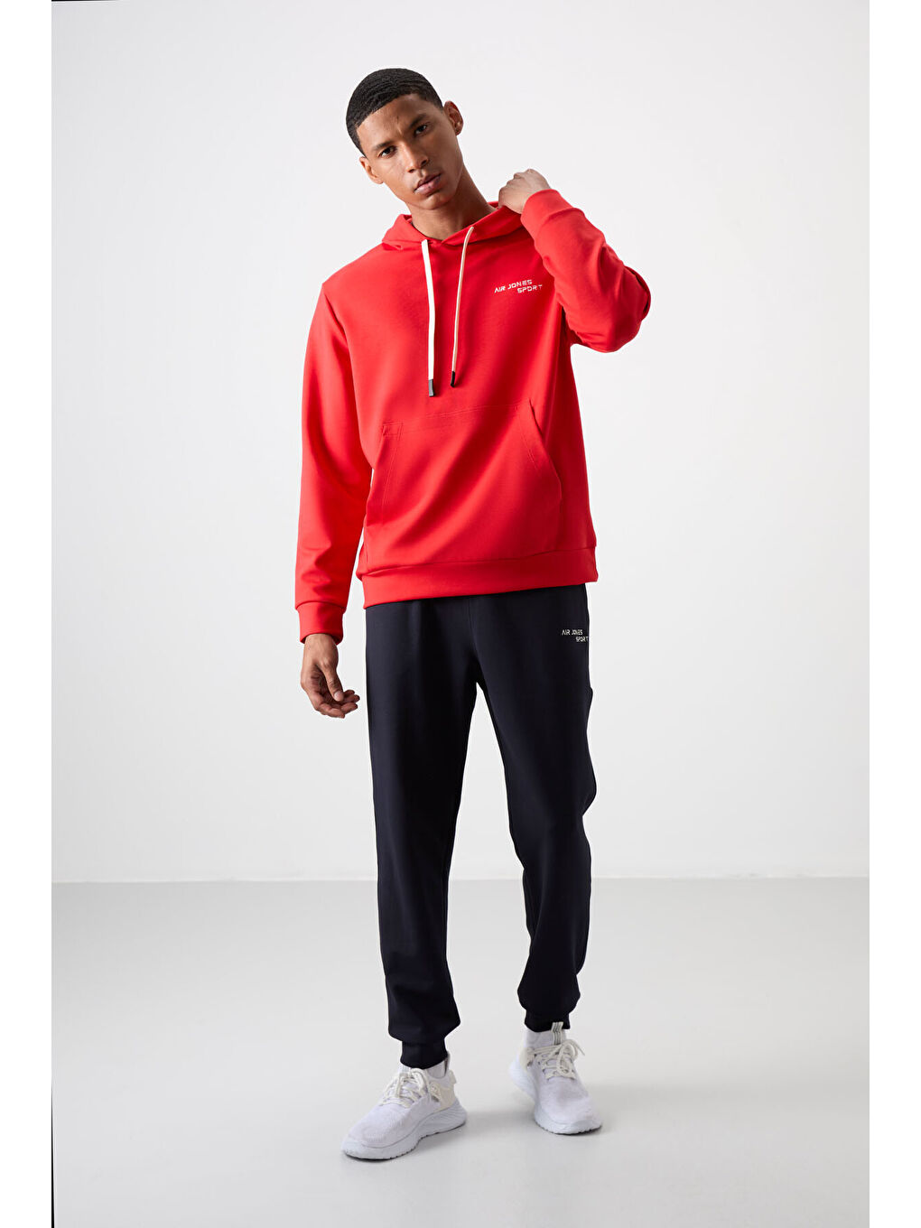 Kırmızı Pamuklu Kalın Yumuşak Dokulu Comfort Fit Nakışlı Erkek Eşofman Takım - 85255-4