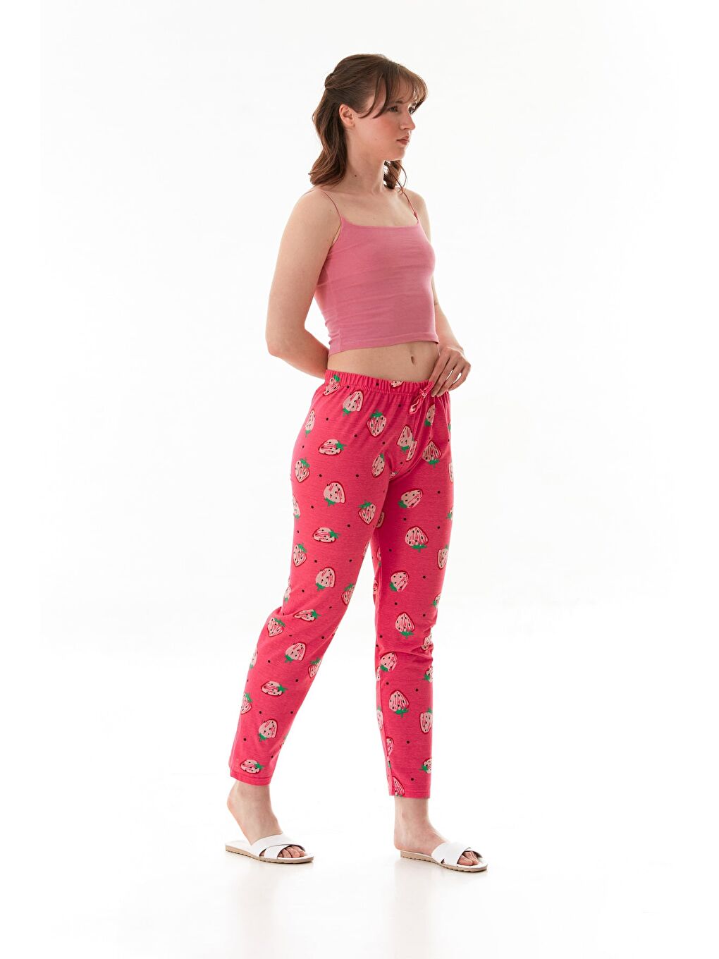 Yeşil Çiçek Baskılı Pijama Altı-1