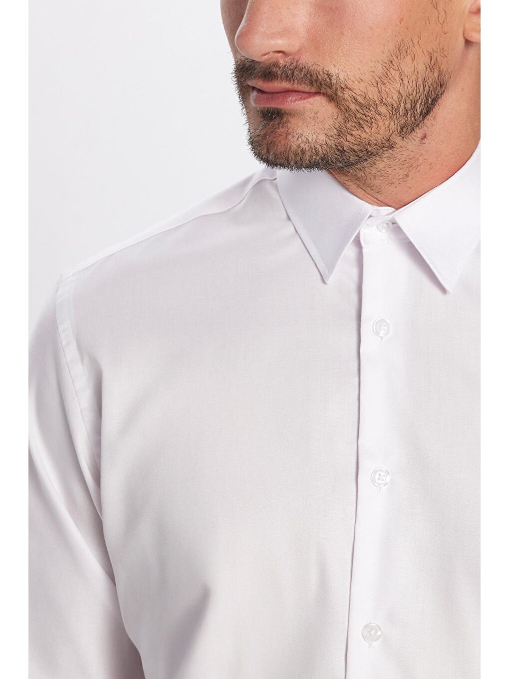 Regular Fit Beyaz Non-Iron Pamuklu Doğa Dostu Ekoteks Belgeli Ütü Gerektirmez Gömlek-2