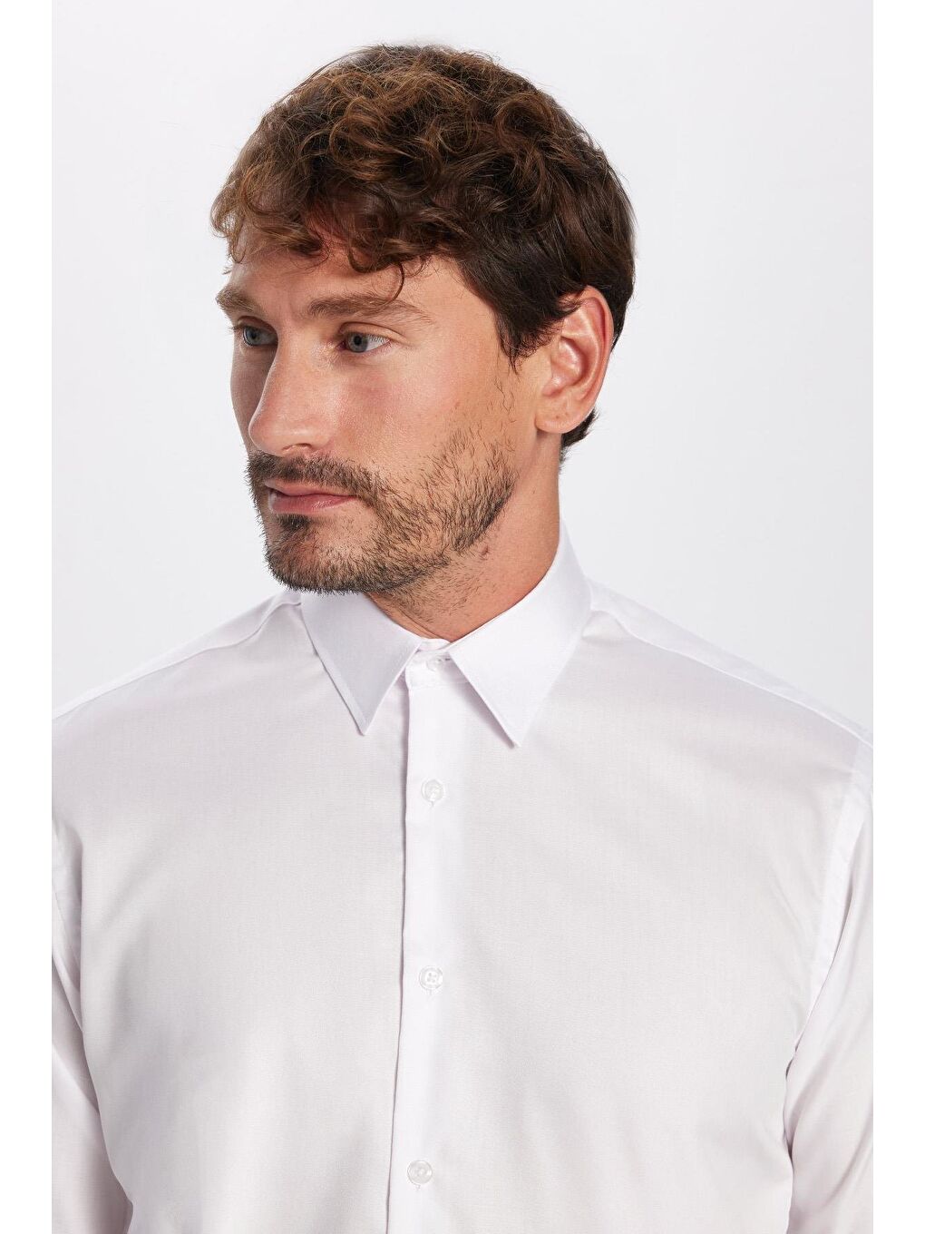 Regular Fit Beyaz Non-Iron Pamuklu Doğa Dostu Ekoteks Belgeli Ütü Gerektirmez Gömlek-3