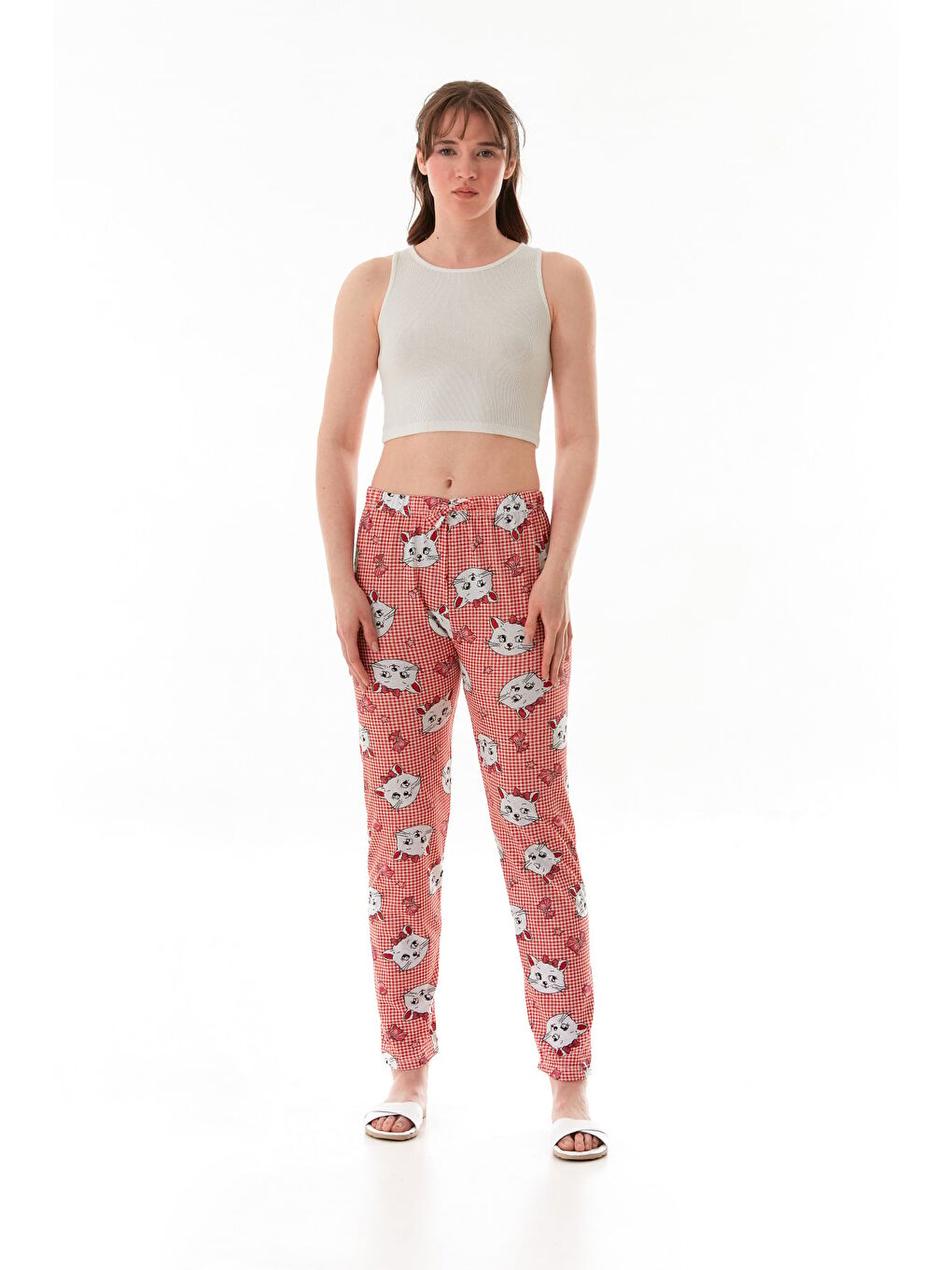 Beyaz Limon Baskılı Pijama Altı