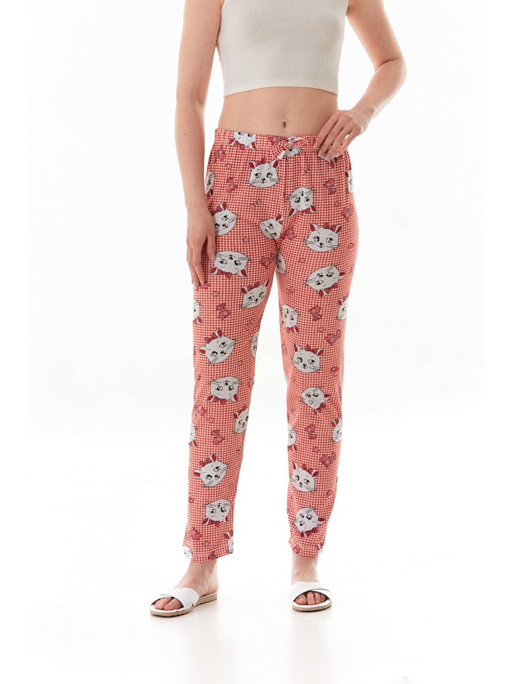 Beyaz Limon Baskılı Pijama Altı-1