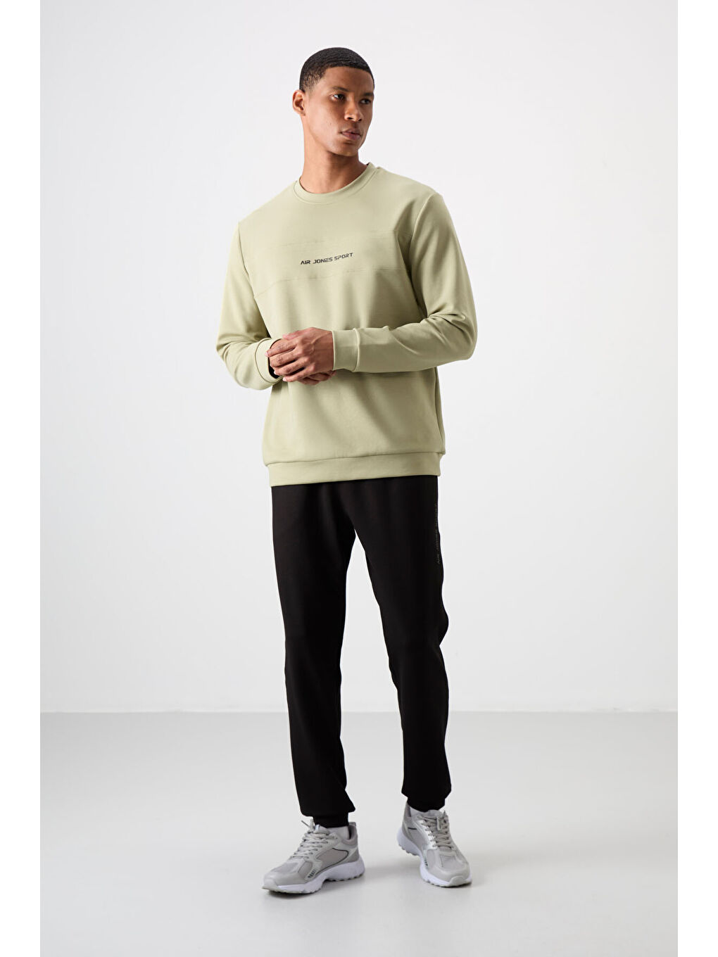 Siyah Pamuklu Kalın Yumuşak Dokulu Comfort Fit Baskılı Erkek Eşofman Takım - 85253