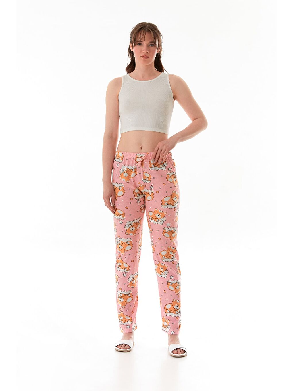 Kahverengi Limon Baskılı Pijama Altı